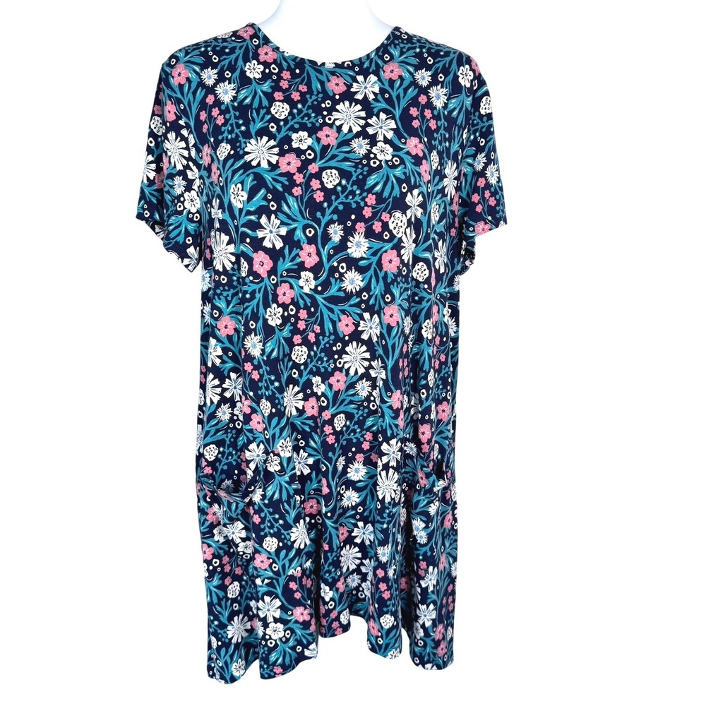 SEASALT CORNWALL Women's 12 Blue Killiow Tunic Dress Bamboo Cotton Pockets - Picture 2 of 7